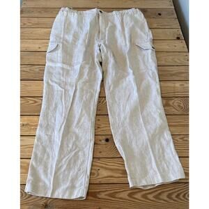 Caribbean Linen Cargo Pants Size 44x30 Men’s Beige